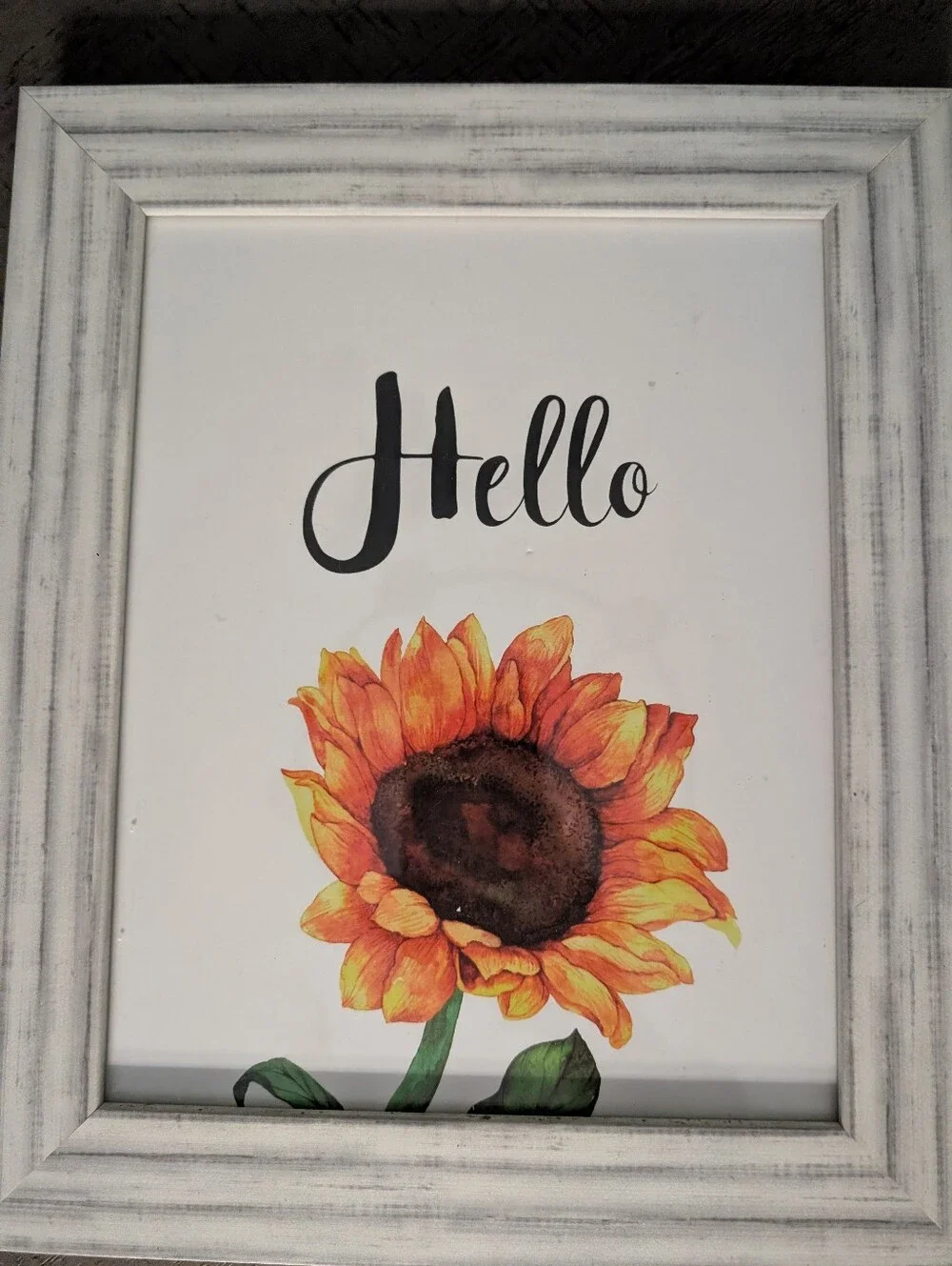 Sunflower Wall Art Set - Rustic White Frame (Hello / Sweet / Cheeks) 8x10 *Set 3